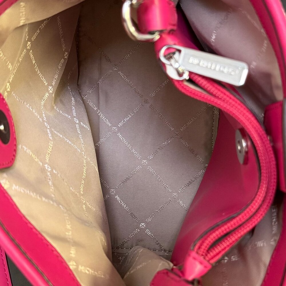 Michael Kors Straw Tote Bag Pink Gradient With Shoulder Strap - Picture 8 of 10